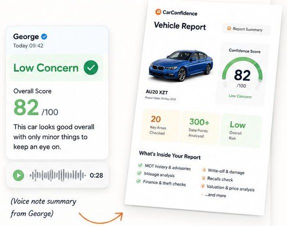car inspection report summary with key vehicle data